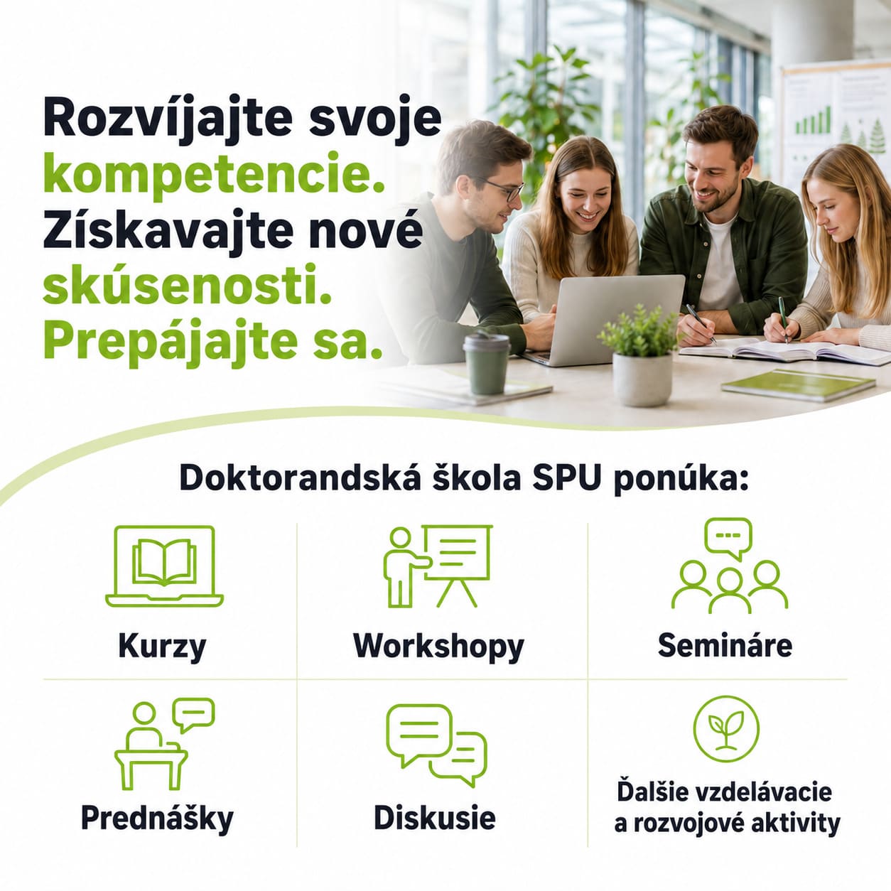 Doktorandská škola - oblasti rozvoja a kurzy
